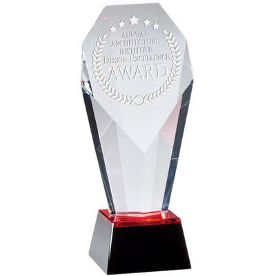 Optical Crystal Slanted Tower Award w/Black Base (9¼" x 4")