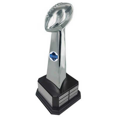 18¼" Bright Silver Perpetual Fantasy Football Trophy w/18 Name Plates