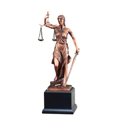 13½" Antique Bronze Electroplated Lady of Justice Trophy