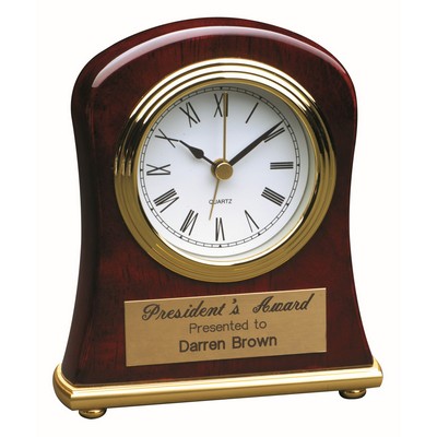 4 1/2" x 5" Rosewood Piano Finish Bell Shaped Desk Clock