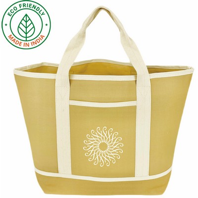 12 oz Cotton Canvas Boat Bag Natural Beige - Eco Friendly Coastal Open Top Tote 22 x 14 x 8