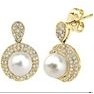 Jilco Inc. Yellow Gold Diamond & Pearl Earrings