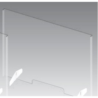 44" x 35" Clear Acrylic Tabletop Sneeze Guard w/Slot