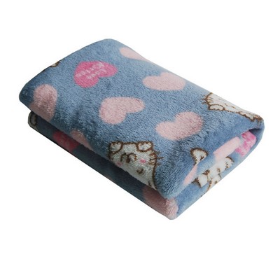 Pink Heart Cat Pattern Coral Fleece Pet Blanket