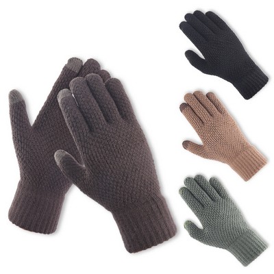 Winter Knit Jacquard Touch Screen Gloves