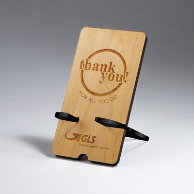 Phone Holder, Rectangle Alder Wood with Laser Engraving