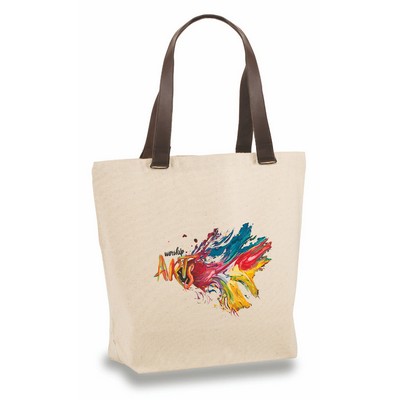 Faux Leather Handle Tote Bag - Full Color Transfer (16" x 13" x 5")