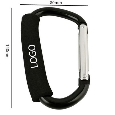 Aluminum D Ring Shape Locking Carabiner Clip & Stroller Hook (4 1/5"x2 1/2"x3/10")