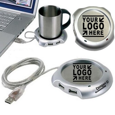 Cup Coaster Heater w/4 Port USB Hub