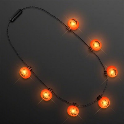 Big Pumpkin Light Bulbs Halloween Necklace