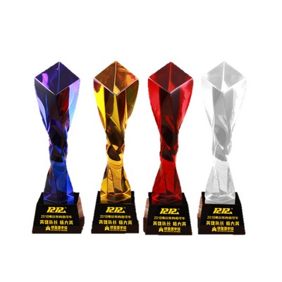 Custom Color Twisted Column Award Crystal Trophy