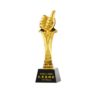 Golden Resin Big Thumb Trophy With Custom Award Base