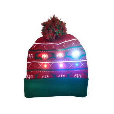 LED Lighted Christmas Knit Beanie