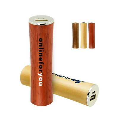 2600mAh Cylinder Wooden USB Charger Power Bank