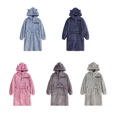 Wearable Blanket Flannel Hoodie