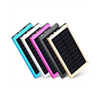 10000mAh Anodized Aluminum Emergency Solar Portable Power Bank w/LED Indicator Light