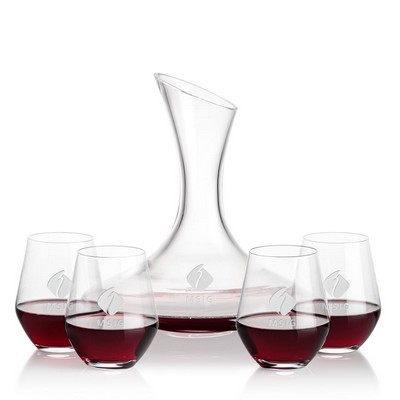 Madagascar Carafe & 4 Reina Stemless Wine