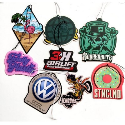 3.75" Die Cut Shape Custom Full Color Printed Air Freshener/Air Deodorizer w/Coconut Scent