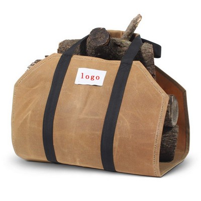 Package Waxed Canvas Firewood Bag Carrie with Handles