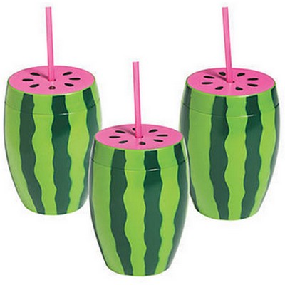 Watermelon Cups with Straws