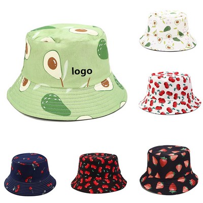 Unisex Print Double-Side-Wear Reversible Bucket Hat