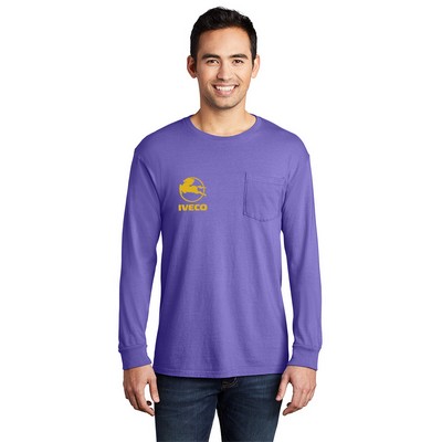 Port & Company® Beach Wash® Garment-Dyed Long Sleeve Pocket Tee