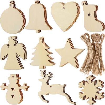 DIY Wooden Christmas Twines For Tree Hanging Ornaments Gift Tag