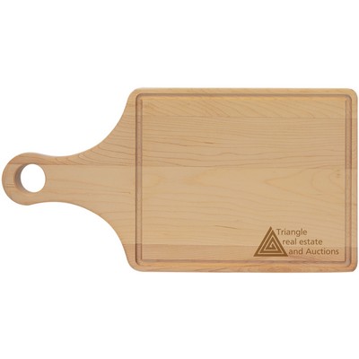 13 1/2" x 7" Maple Cutting Board Paddle Shape with Drip Ring