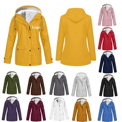 Waterproof Ladies Hoodie Winter Fleece Jacket