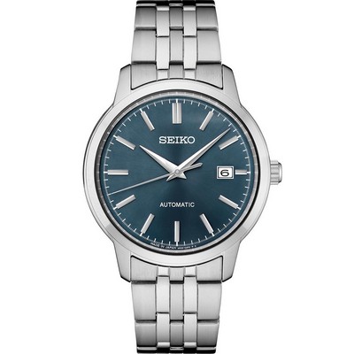 Seiko Essentials Stainless Steel Automatic Watch w/Blue Dial