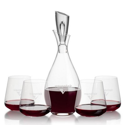 Juliette Decanter & 4 Crestview Stemless Wine