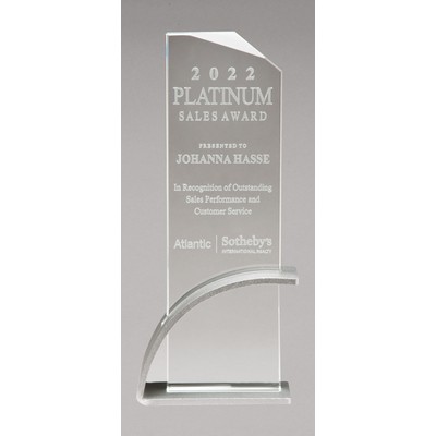 Contemporary Clear Glass Award Featuring Arched Base with Matte Metallic Finish (3.875 x 9.375)