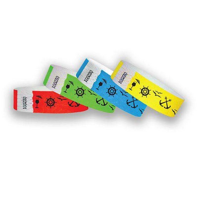 3/4" wide x 10" long - 3/4" Nautical Tyvek Wristbands Blank 0/0