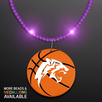 Still-Light Purple Beads with Basketball Medallion - Domestic Print