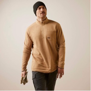 Rebar® Foundation Brown 1/4 Zip Long Sleeve Shirt