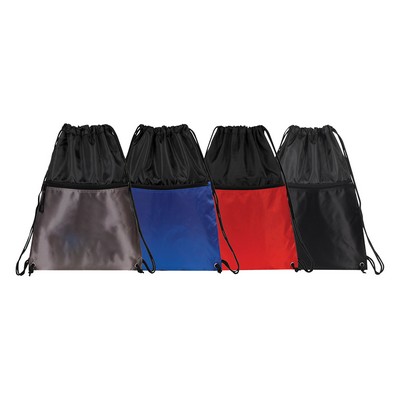 Drawstring Backpack W/ Zipper Pocket