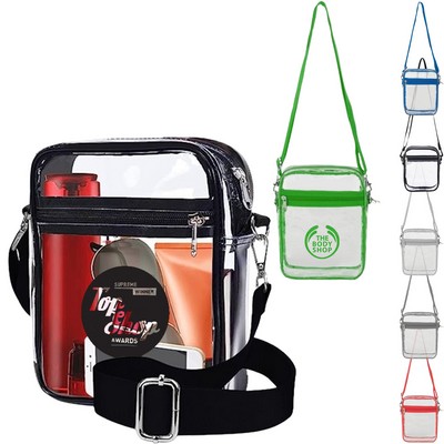 Clear Transparent PVC Crossbody Stadium Bag (8.7"x6.3"x2.4")