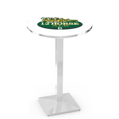 30" Tall, 30" Round Top Pub Table w/Chrome Finish, Square Base