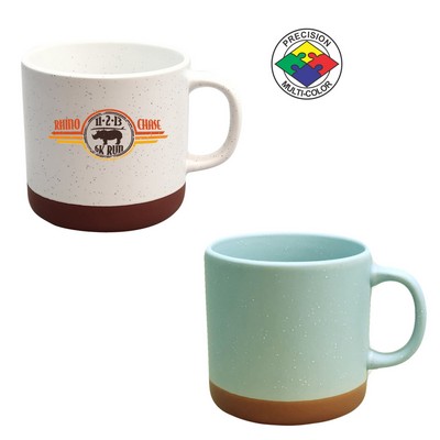 13 Oz. Satin Sage Green Speckled Vintage Phoenix Mug w/Terra Cotta Base - Precision Spot Color