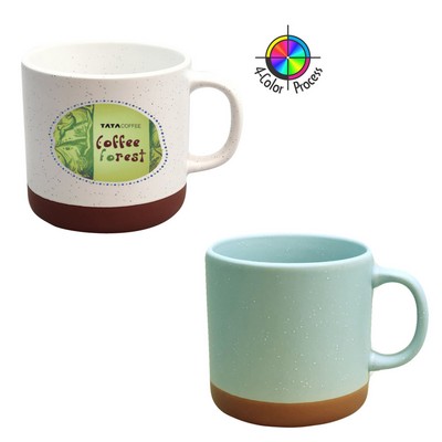 13 Oz. Satin Sage Green Speckled Vintage Phoenix Mug w/Terra Cotta Base (4 Color Process)