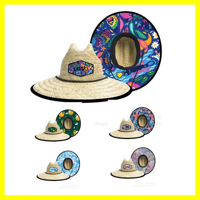 Wide Brim Lifeguard Straw Hat /Custom Patterns