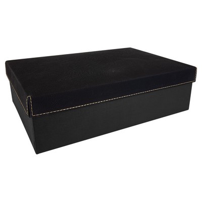 11 3/4" x 7 3/4" Black/Gold Gift Box with Laserable Leatherette Lid