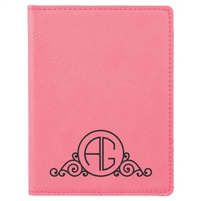 4 1/4" x 5 1/2" Pink Laserable Leatherette Passport Holder