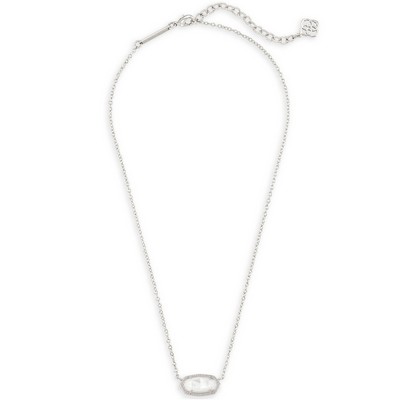 Kendra Scott Elisa Silver Pendant Necklace in Ivory Mother-of-Pearl