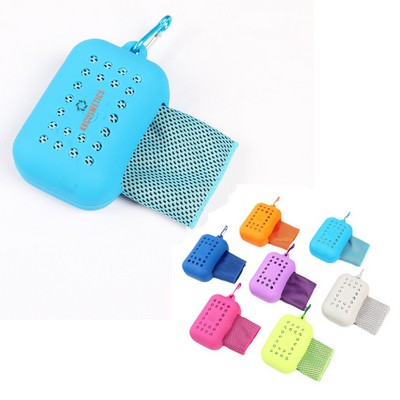 Custom Square Silica Gel Shell Portable Yoga Cooling Towel