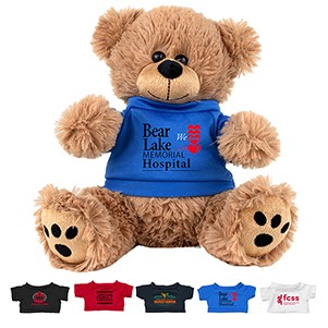 "FRED E. BEAR" LARGE 8" Plush Teddy Bear With Choice of T-Shirt Color