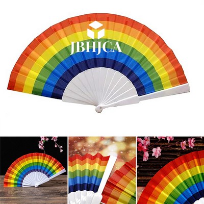 Rainbow Folding Hand Fan