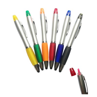 3 In 1 Stylus Highlighter Ballpoint Pen