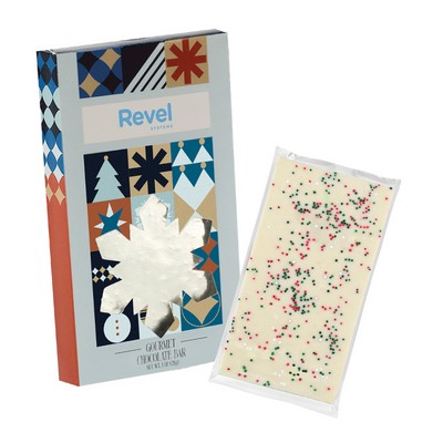 1 Oz. Belgian Chocolate in Snowflake Window Box - Holiday Sugar Cookie Crunch Bar