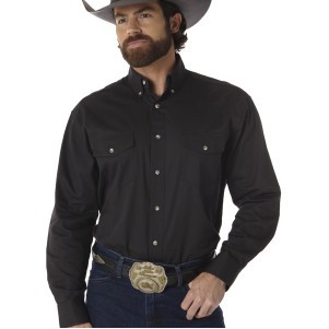 Wrangler® Men's Black Painted Desert® Basics Long Sleeve Shirt